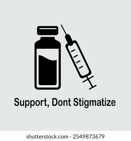 Support dont stigmatize, health care poster equipment and diabetes concept isolated white background 