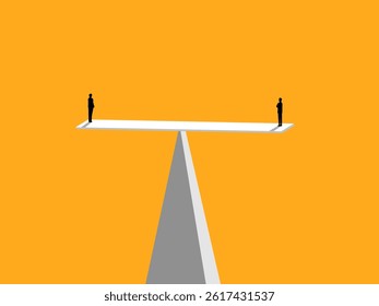 support each other, business equality, two businessmen on equal balance