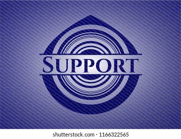 Support emblem with denim high quality background