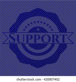 Support emblem with denim high quality background