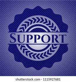 Support emblem with denim texture