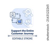 Support entire customer journey light blue concept icon. People first mindset abstract idea thin line illustration. Isolated outline drawing. Editable stroke. Arial, Myriad Pro-Bold fonts used