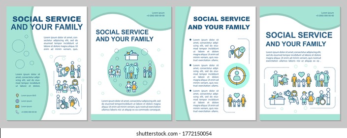 Support For Family Brochure Template. Social Welfare. Flyer, Booklet, Leaflet Print, Cover Design With Linear Icons. Vector Layouts For Magazines, Annual Reports, Advertising Posters