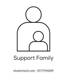 Support Family Icon – Depicting a Guardian Holding a Child Representing Protection and Care