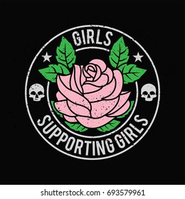 Support Female Fashion Slogan. Punk girl gang, Girl Gang patches, badges T-shirt apparels print tee graphic design.