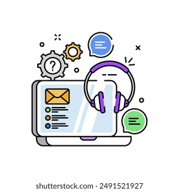 Icono de color relleno de Asistencia, Ilustración vectorial