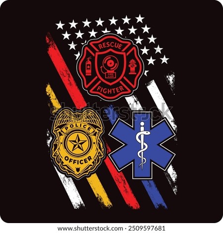 I Support First Responders T-shirt Police Firefighter Emt T-shirt American Flag Usa