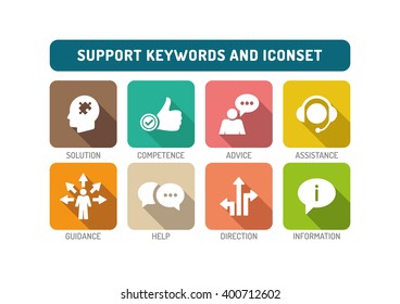Support Flat Icon Set