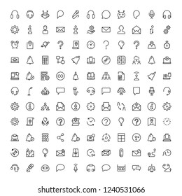 Support flat icon set. Single high quality outline symbol of info for web design or mobile app. Thin line signs for design logo, visit card, etc. Outline logo of support