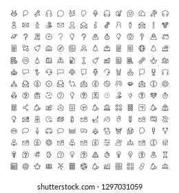 Support flat icon set. Single high quality outline symbol of info for web design or mobile app. Thin line signs for design logo, visit card, etc. Outline logo of support