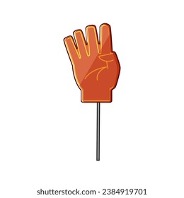 support foam fan finger cartoon. victory football, number glove, one sign support foam fan finger sign. isolated symbol vector illustration