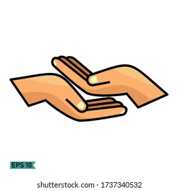 Support gestures, hand gestures. Hand vector vector with a flat style.