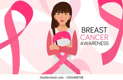 Support girl breast cancer awareness background