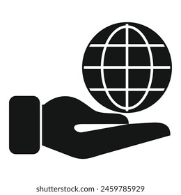 Asistencia global de la mano icono Vector simple. Protección ecológica global. Cuidado humano