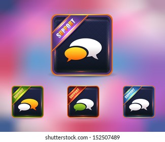 Support Glossy Ribbon Vector Icon Button