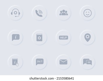 admite iconos grises en botones de goma redondos. admitir iconos vectoriales para web, aplicaciones móviles, diseño ui y poligrafía de negocios de promoción
