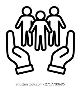 Ilustração de vetor de design de linha de ícone do grupo de suporte