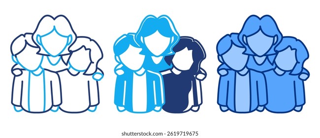 Support Group icon represented by solid group Blue, Dualline, Dualtone style.