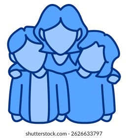 Icono de grupo de Asistencia representado por el grupo sólido Estilo azul.
