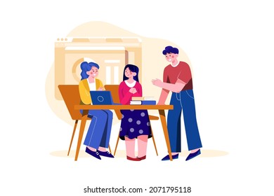 Support Group Illustration Konzept. Flache Illustration einzeln auf weißem Hintergrund.