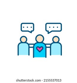 Support group as part of mental health achievement. Pixel perfect, editable stroke color line icon