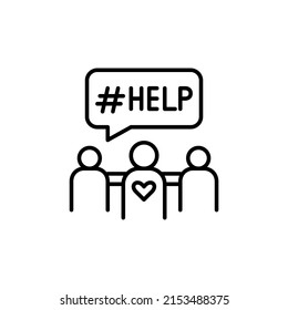 Support group as part of psychotherapy. Pixel perfect, editable stroke line art icon