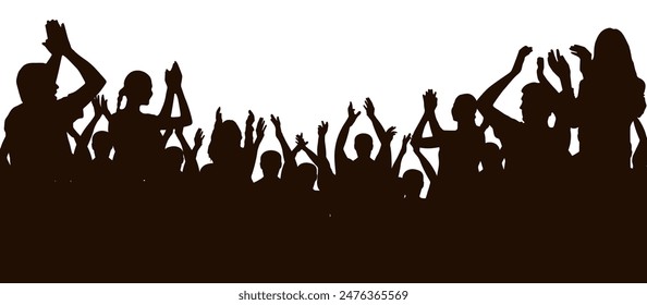 Support group, silhouette of applauding crowd people. Vector illustration
