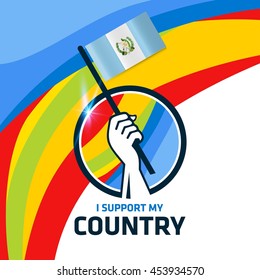 I Support Guatemala. Hand holding the Country flag - abstract background Man Holding Flag in Rio Olympics 2016