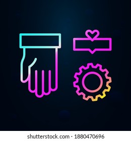 Support, hand, gear nolan icon. Simple thin line, outline vector of team work icons for ui and ux, website or mobile application