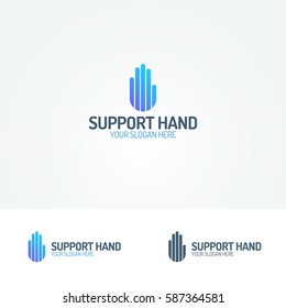 Support Hand Logo Consisting Of Line Modern Flat Style Isolated On White Background For Use Donate, Social Logo, Partnership, Communication, Teamwork, Family Logo And Etc. Vector Illustration