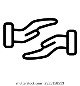 Apoya el icono de la línea de gestos de mano, el concepto de gestos, la caridad o la ayuda a las manos a firmar el fondo blanco, la protección y el icono de mano de apoyo en el estilo de contorno para móvil, web. Gráficos vectoriales