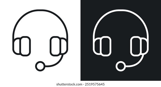 Ícone preto e branco do headset de suporte.