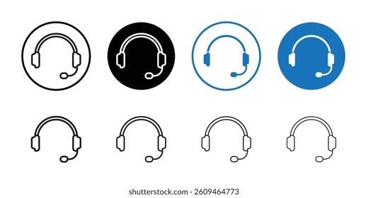 Support headset icon Line Art Logo set