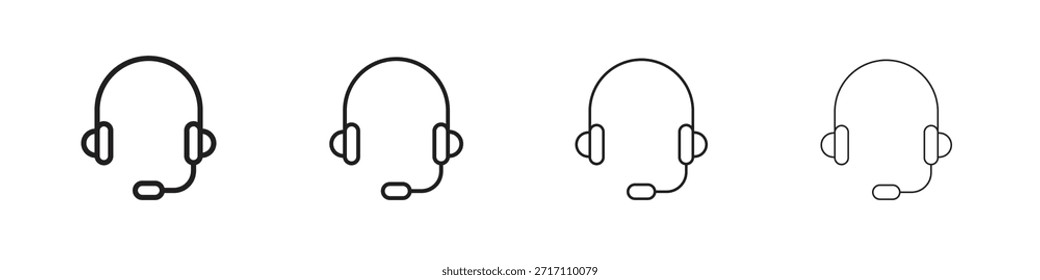 Símbolo de estrutura de tópicos do ícone do headset de suporte. Coleção de Traços editável.