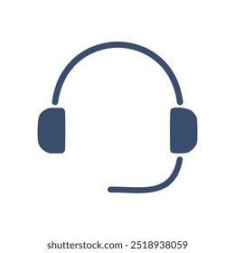 Support headset icon. Simple blue headset icon representing customer service, tech support, and communication.