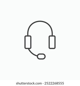 Support headsetline in Thin line black color. flat simple vector symbols illustration.