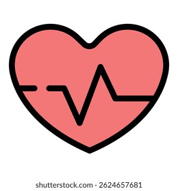 Support heart icon. Outline support heart vector icon color flat isolated
