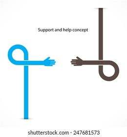 Support and help concept, teamwork hands concept, handshake concept, business ideas .Vector illustration