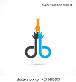 Support and help concept, teamwork hands concept, handshake concept, business ideas .Vector illustration