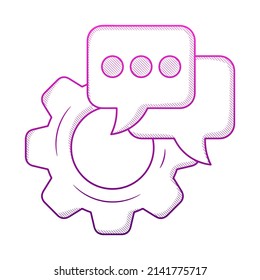 Ilustración del servicio de ayuda de soporte técnico con estilo de doodle de esquema dibujado a mano