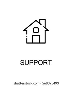 Unterstützungs- und Hilfesymbol. Einzelnes, hochwertiges Umrisssymbol für Webdesign oder mobile App. Leuchtendes Zeichen für Design-Logo. Schwarzes Umriss-Piktogramm auf weißem Hintergrund