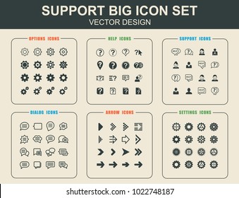 Support, help, info, and settings icons. Web element. Premium quality graphic design. Signs symbols collection, simple icon for websites, web design, mobile app, info graphics.