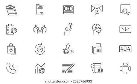 Support and help line icon set. empathy, donate, volunteer, help,  phone call, customer, 24 hrs, email, faq, service, aid, desk, guidance, relief line icon set. UI thin line icon pack.