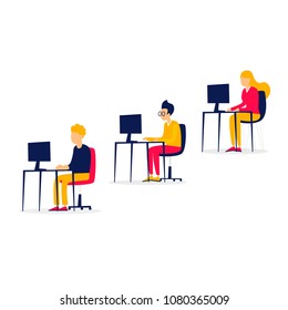 Support, help, office life. Flat illustration isolated on white background.