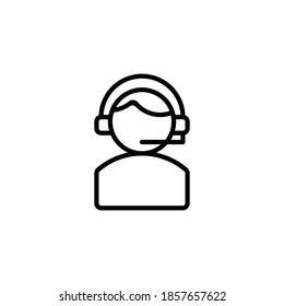 support, help, service icon or logo vector outline style, black color.