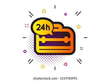 Support help sign. Halftone circles pattern. 24 hour service icon. Feedback symbol. Classic flat 24h service icon. Vector