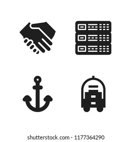 support icon. 4 support vector icons set. anchor, shake hands and server icons for web and design about support theme