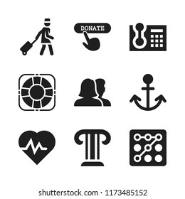 support icon. 9 support vector icons set. telephone, group and anchor icons for web and design about support theme