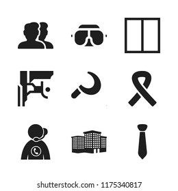 support icon. 9 support vector icons set. climbing, buildings group and columns icons for web and design about support theme