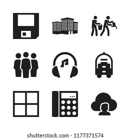 support icon. 9 support vector icons set. floppy disk, columns and headset icons for web and design about support theme